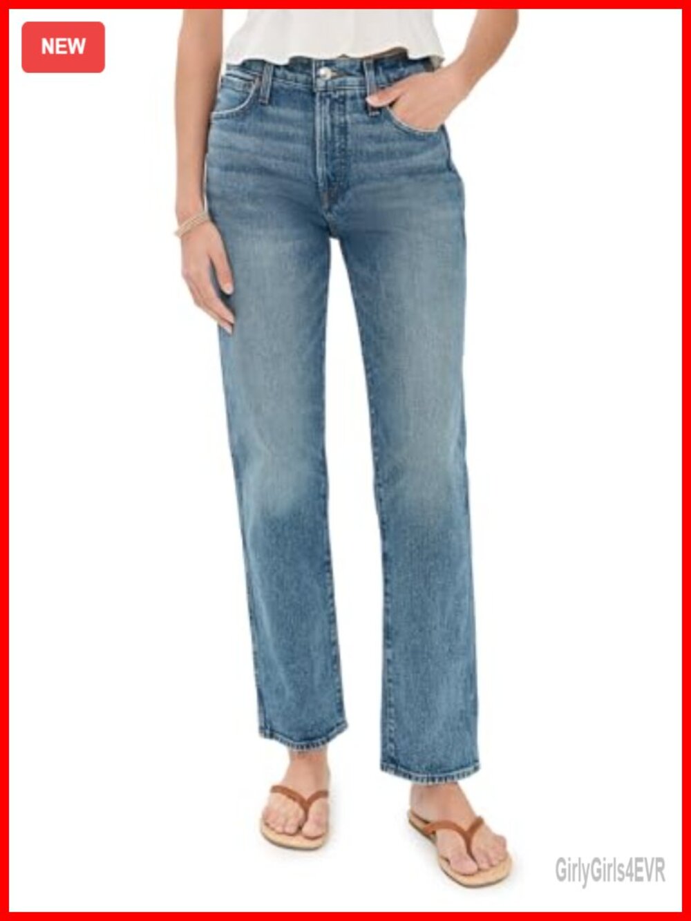 Women's High Rise Straight Leg Denim Jeans, 5-Pocket, 30in Inseam